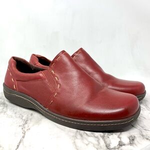 Naturalizer Mansel Stitching Detail Red Leather Slip-On Comfort Loafers 11WW